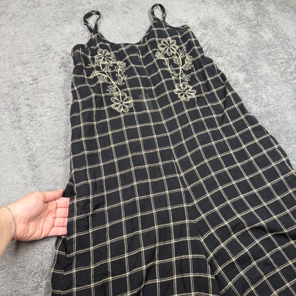 World Market Cotton Windowpane Plaid Jumpsuit - Picture 3 of 7